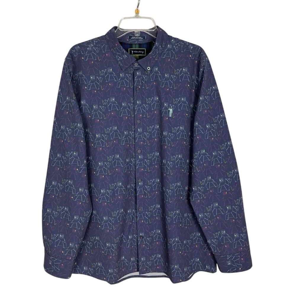 William‎ Murray Golf Button Down Shirt Golf Print Long Sleeve Size L Breathable